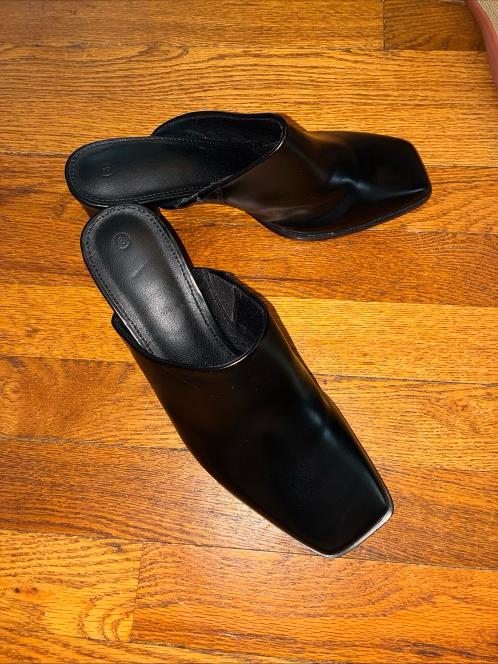 Men's Black Square-Toe Slip-On Mules